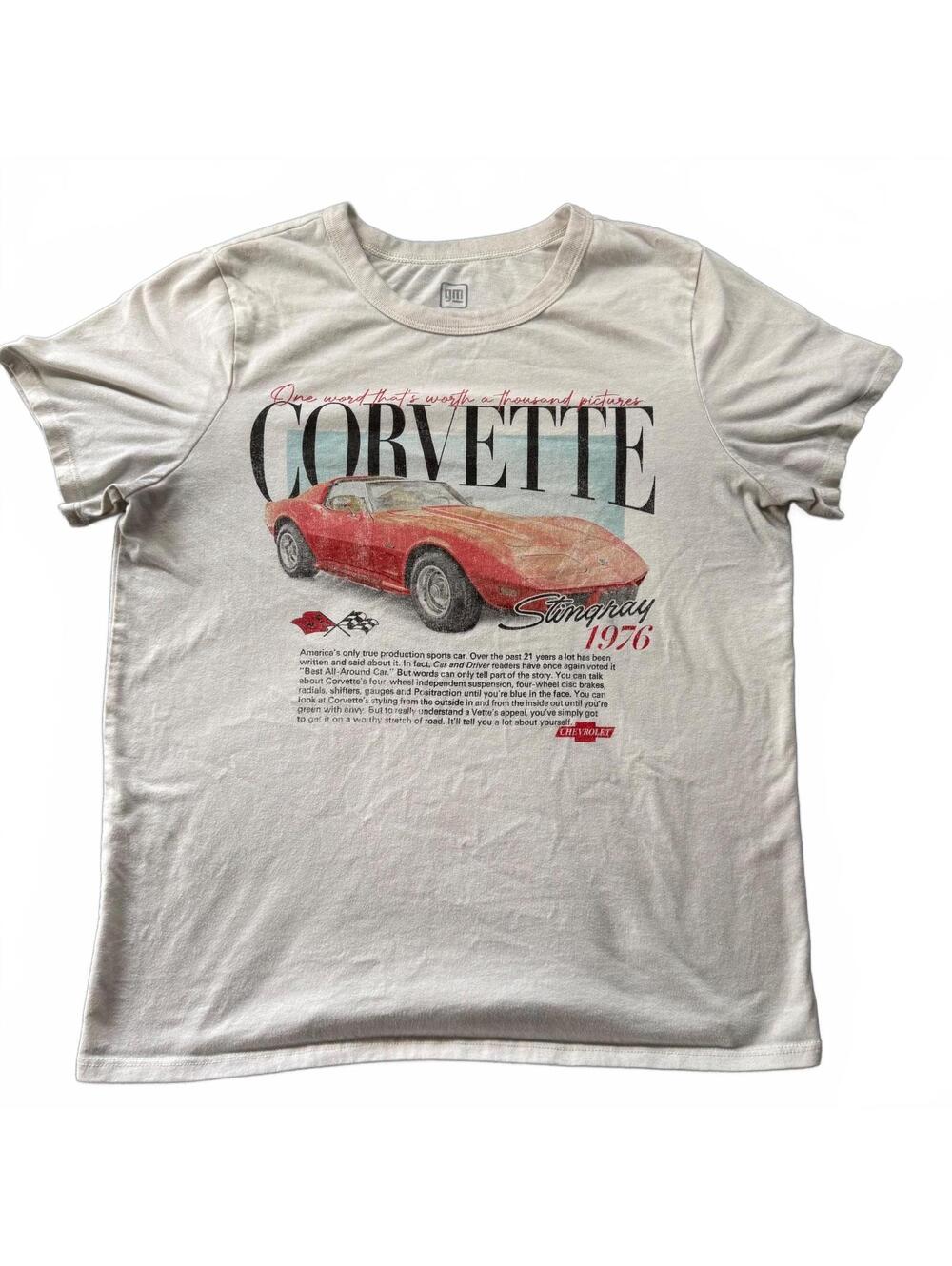 Vintage 1976 Corvette Stingray Graphic T-Shirt - Medium Off-White